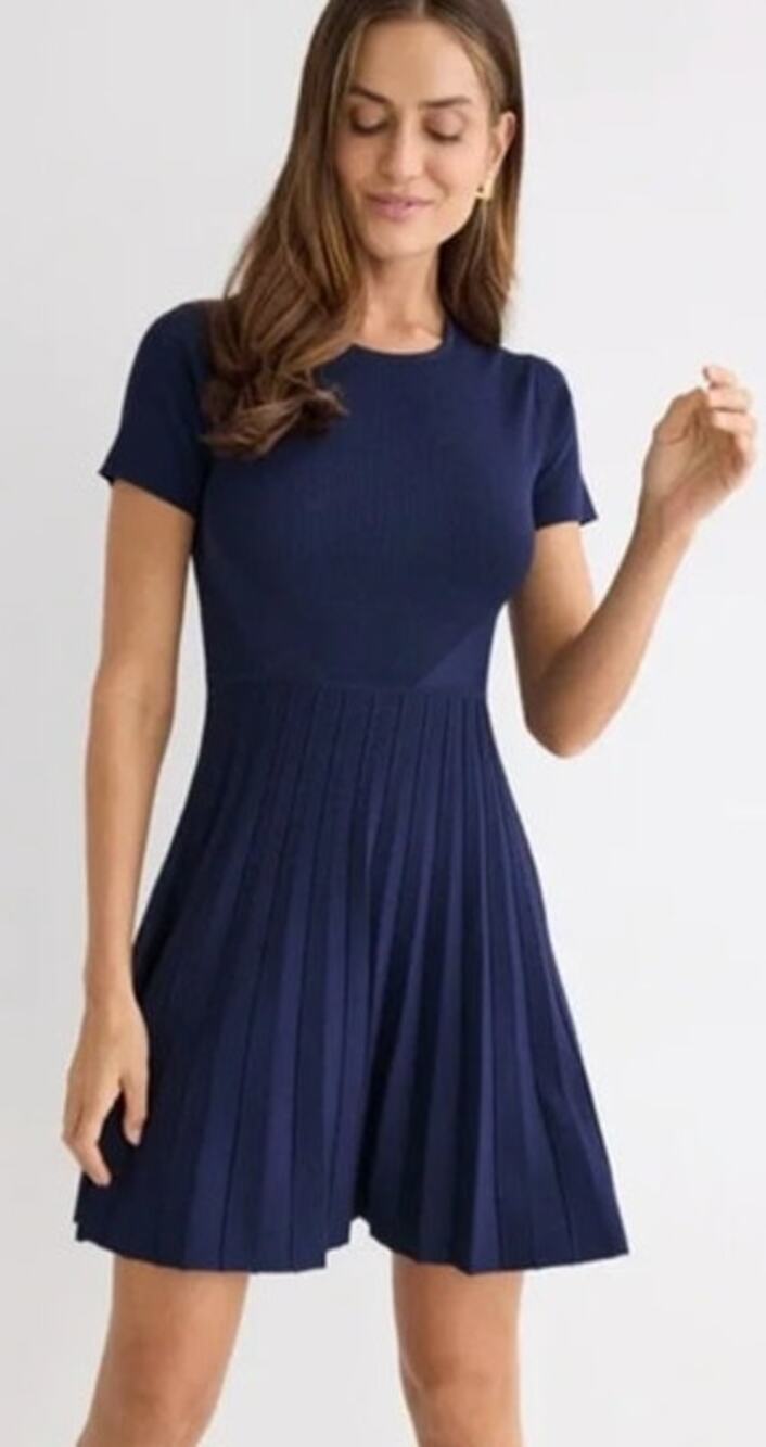 Jason Wu Drop Waist Dress Stitch Detail Mini Blue S
